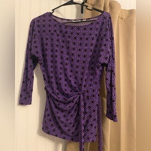 New York and Company women’s tie shirt. Purple design. Size small
